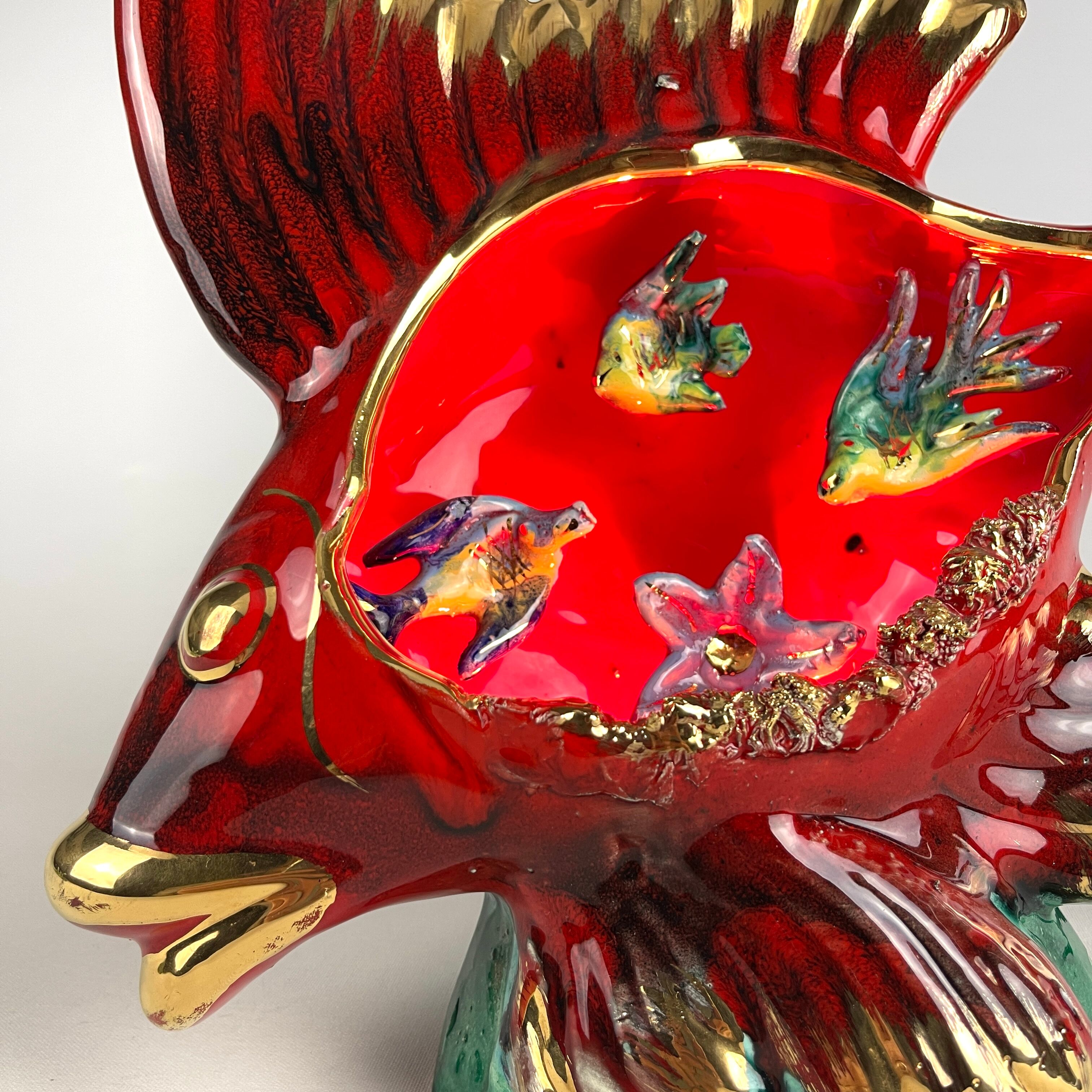 Lampe poisson barbotine Vallauris XXL
