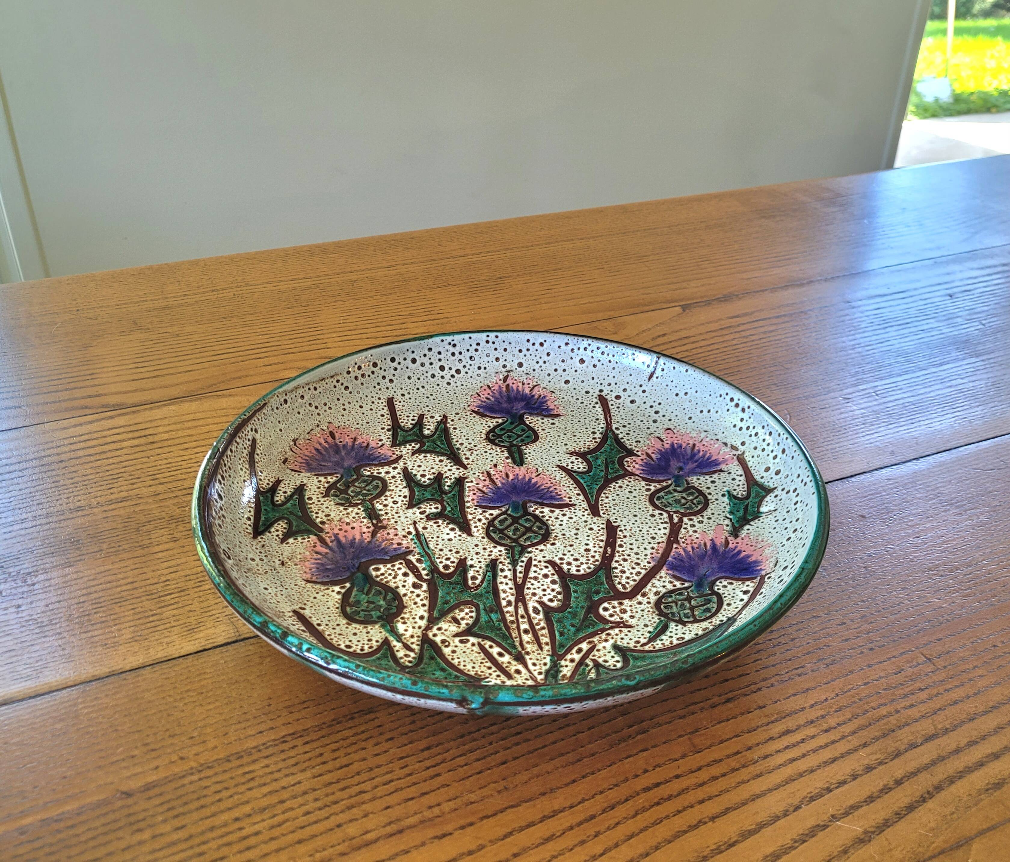 Large "Thistle" ceramic plate from Vallauris