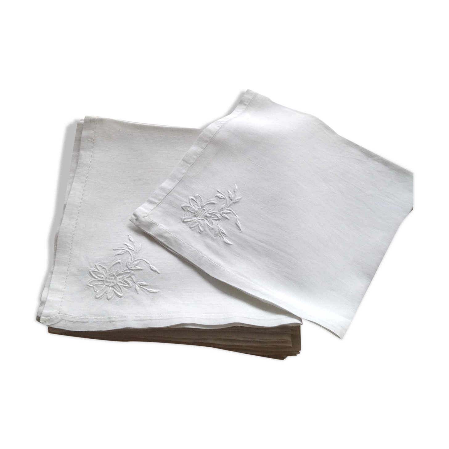 Series of 11 old embroidered towels