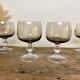 6 small vintage smoked stemmed glasses