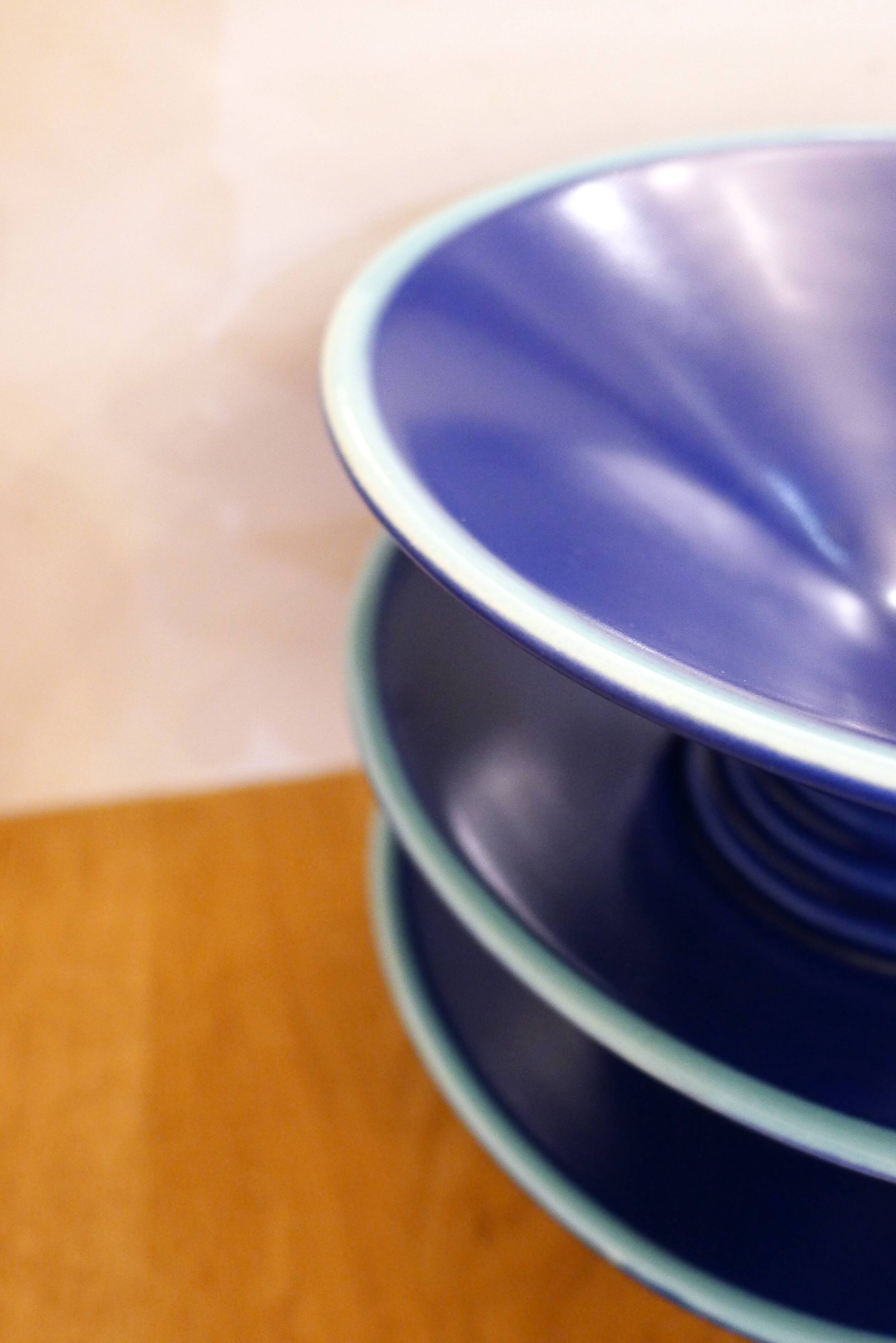 Set of 6 modernist dessert bowls Cobalt