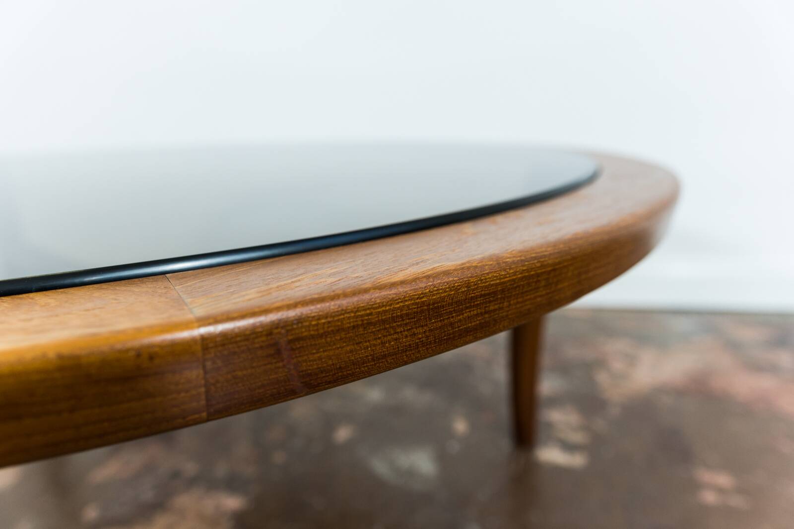 Scandinavian Teak Round with Glass Top Coffee Table 1960's.