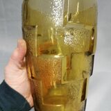 Vase stylisé en verre jaune, art déco