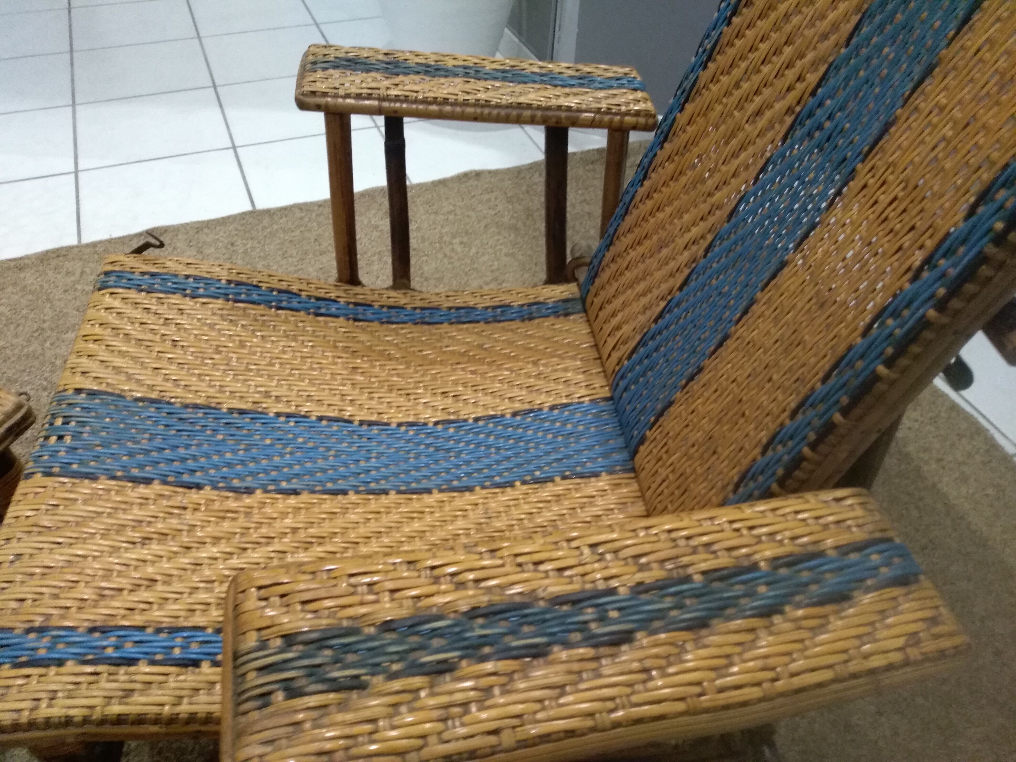 Old rattan and bamboo lounge chair in 1920