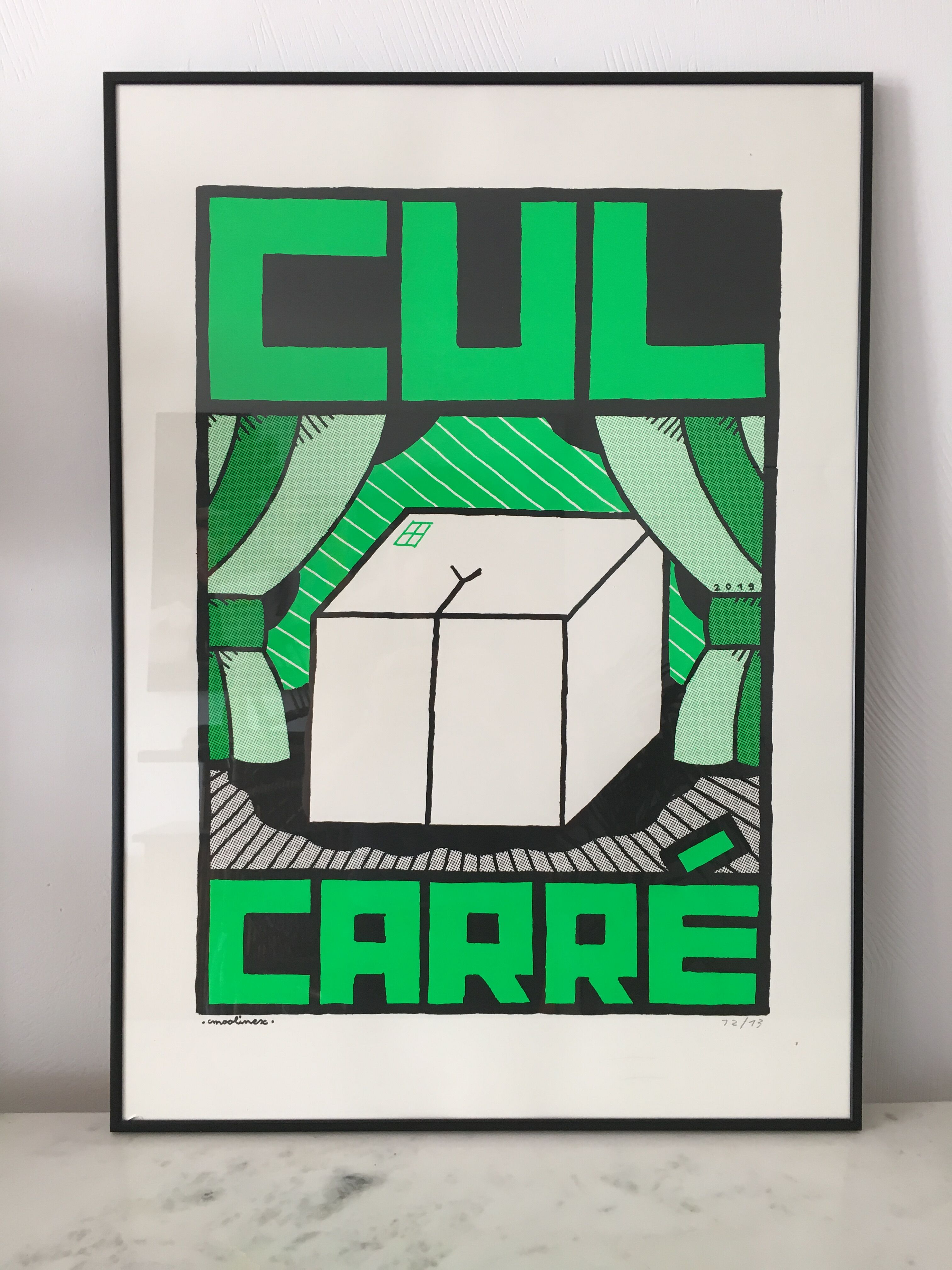 Green "Cul Carré" poster 70x50 cm handmade hand-printed numbered