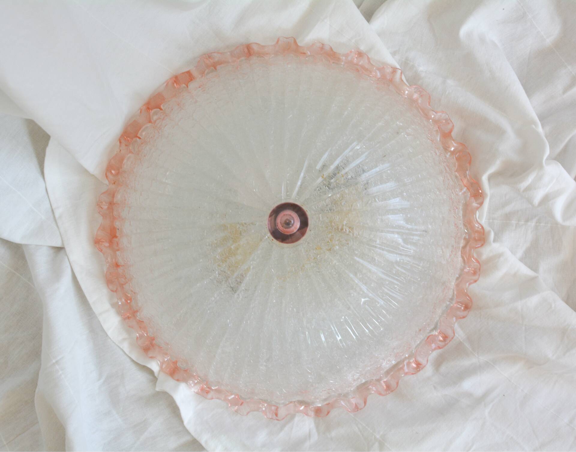 Vintage Italian ceiling light in pink Murano glass, 40 cm