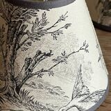 3 abats-jours en toile de Jouy grise et beige