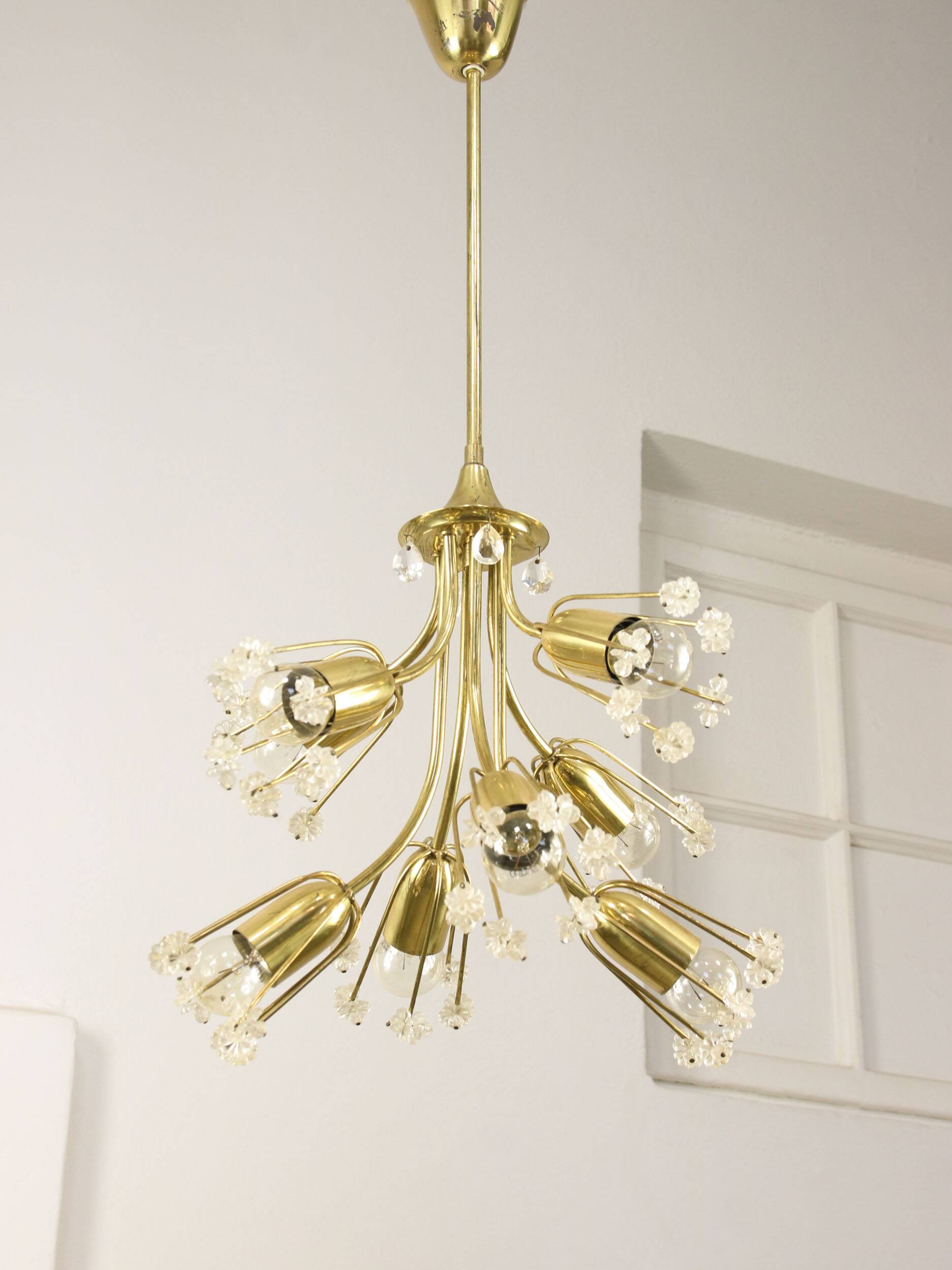 Mid-Century Chandelier by Emil Stejnar for Rupert Nikoll / 1950s Austria / Flower Bouquet Light