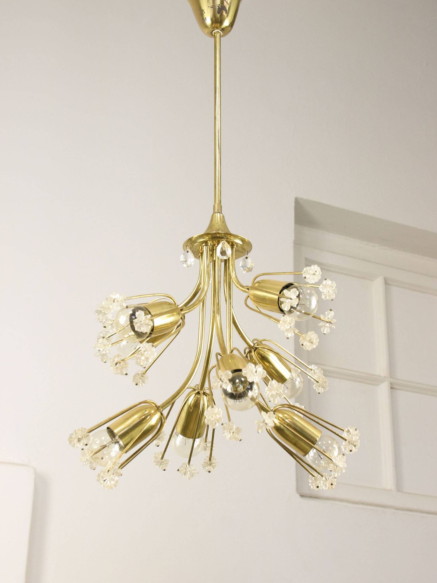 Mid-Century Chandelier by Emil Stejnar for Rupert Nikoll / 1950s Austria / Flower Bouquet Light
