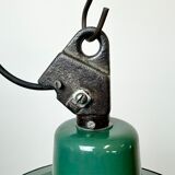 Green Enamel and Cast Iron Industrial Cage Pendant Light, 1960s