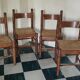 Set of 4 solid wood chairs with rush seating.