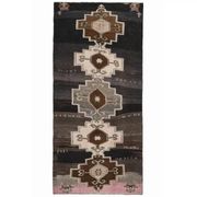 1970s Turkish Hand-Knotted Wool Cotton Brown Runner Rug 149x320