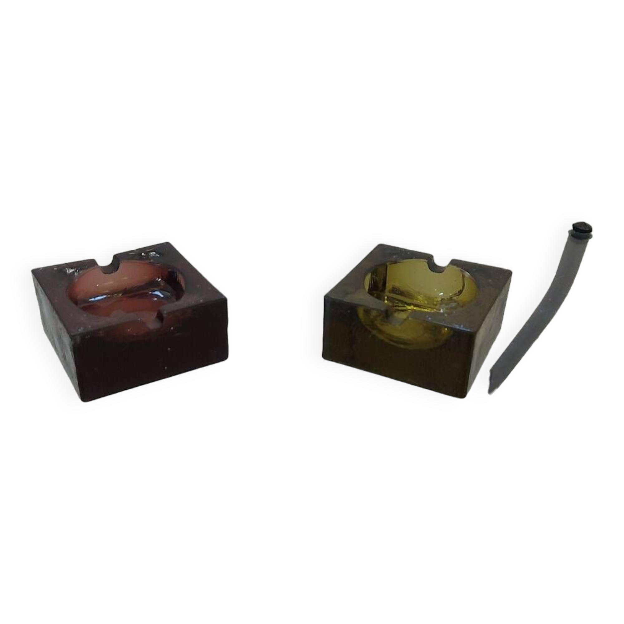 Two vintage glass ashtrays