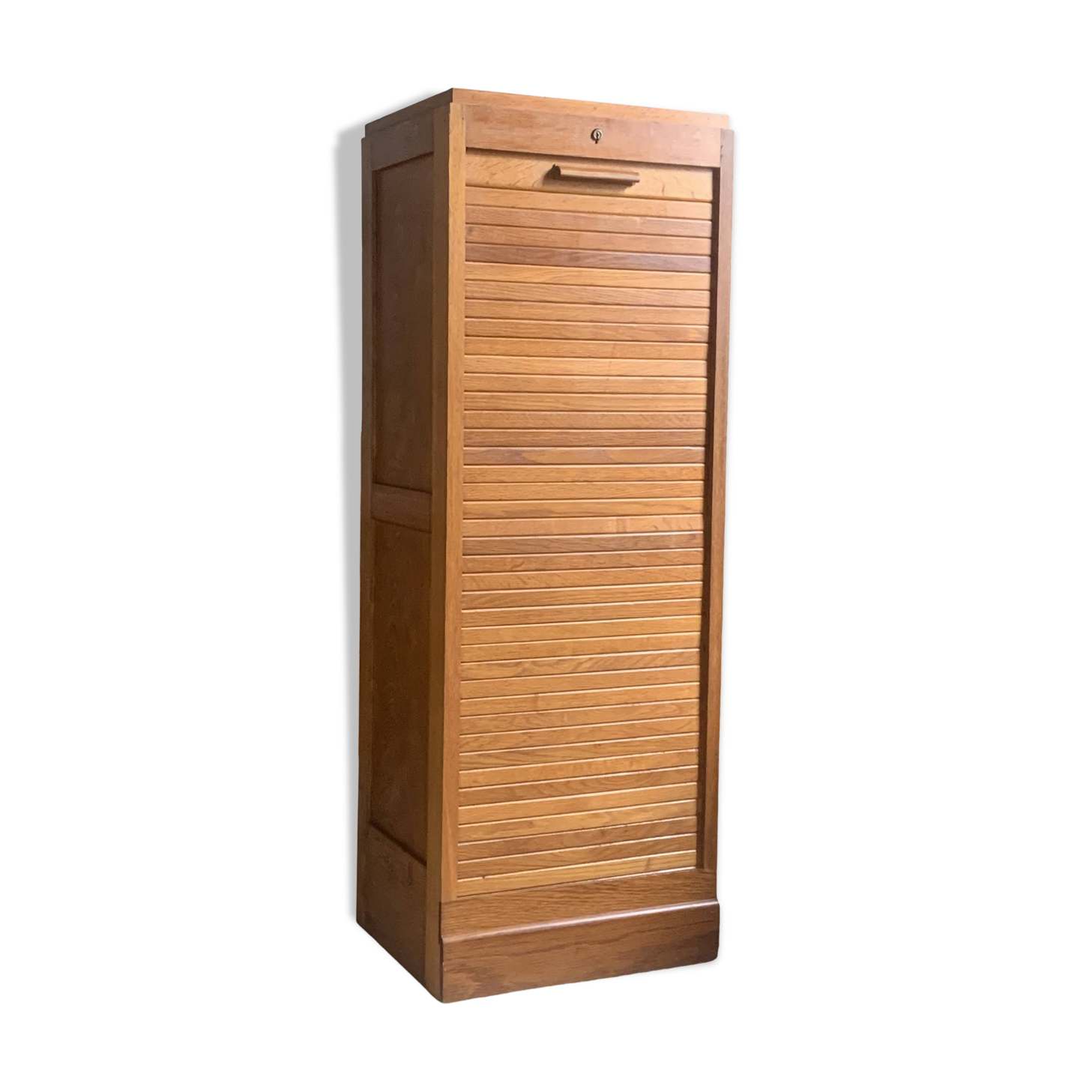 Vintage oak curtain filing cabinet