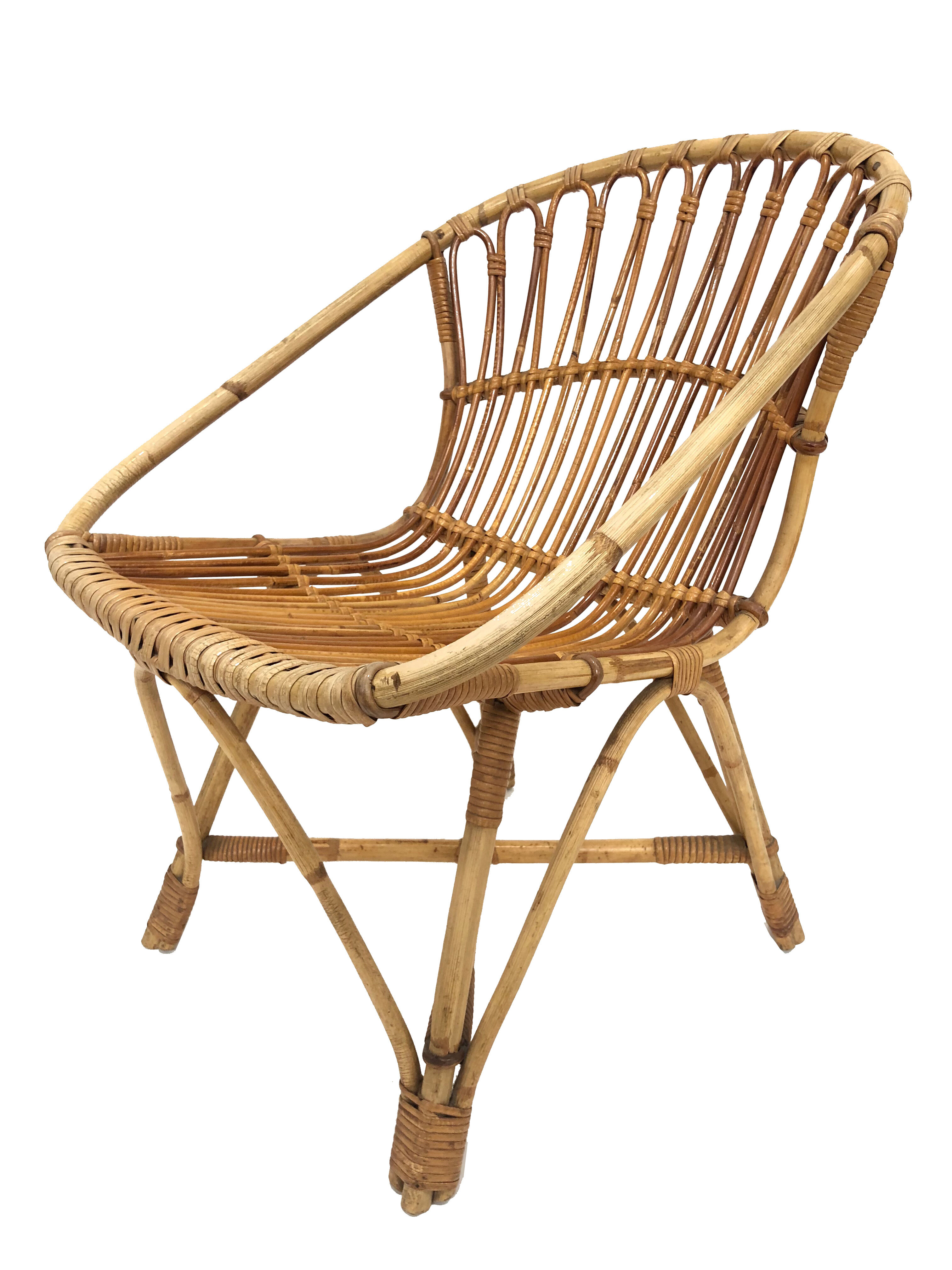 Fauteuil en rotin de Rohe Noordwolde, 1960, Pays-Bas