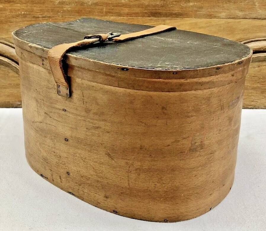 Old bent wood fur hat box