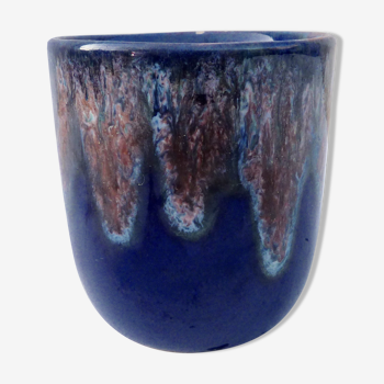 Mug en céramique bleu émaillé à coulures