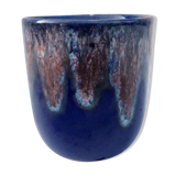 Mug en céramique bleu émaillé à coulures