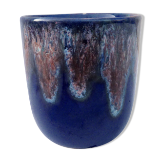 Enamelled dripping Blue ceramic mug