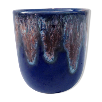 Mug en céramique bleu émaillé à coulures