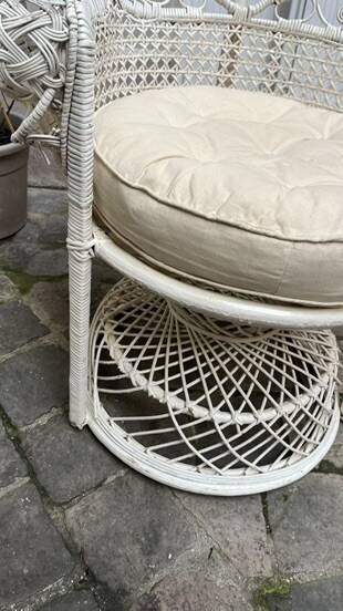 Emmanuelle armchair in white lacquered rattan