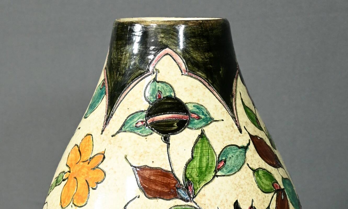 Vase en Faïence Polychrome, signé J.Massier, Vallauris – Début XXe