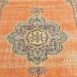 6x9 Antique Vintage Orange & Greeb Turkish Rug, 182x286Cm