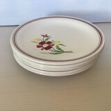 6 anciennes assiettes à dessert fleurs grenat salins France
