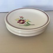 6 old dessert plates with garnet flowers from France
