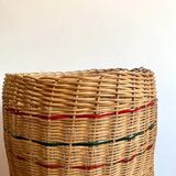 High basket with woven straws