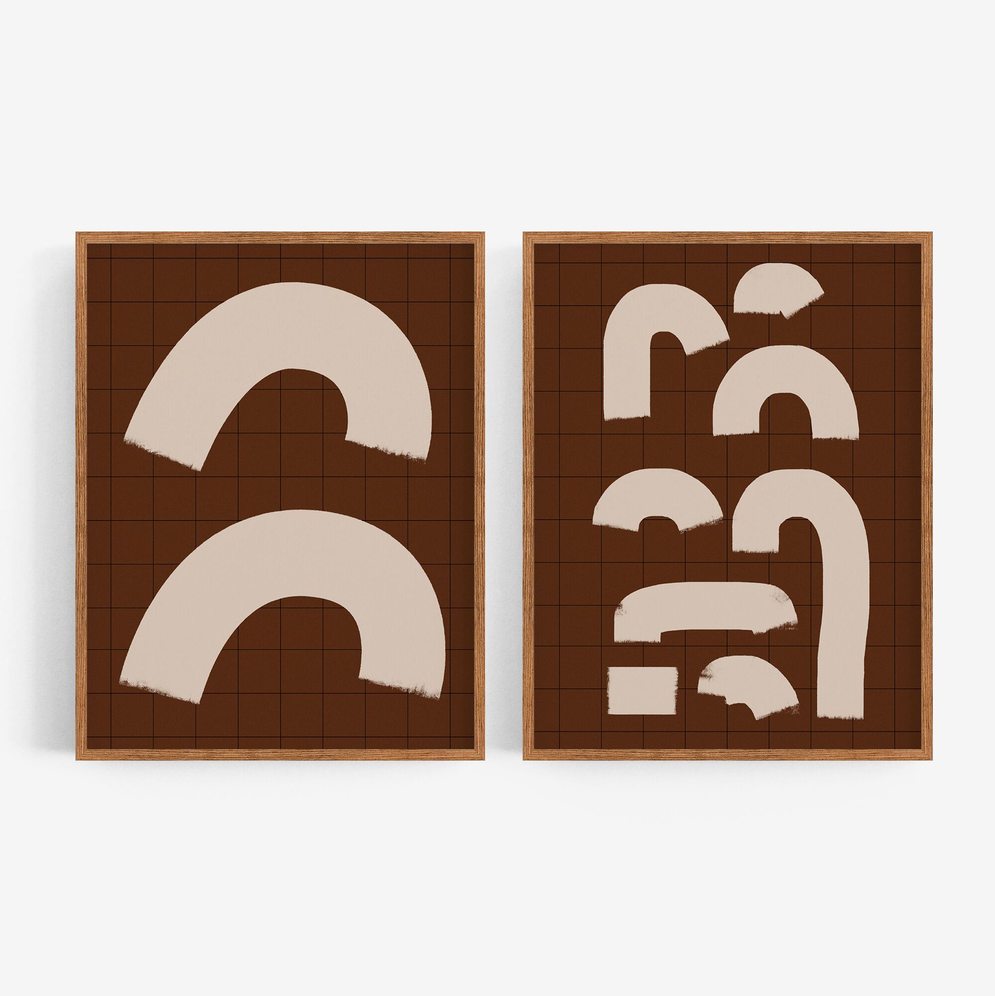 Pair of prints, abstract wall art set of two, 50x70cm