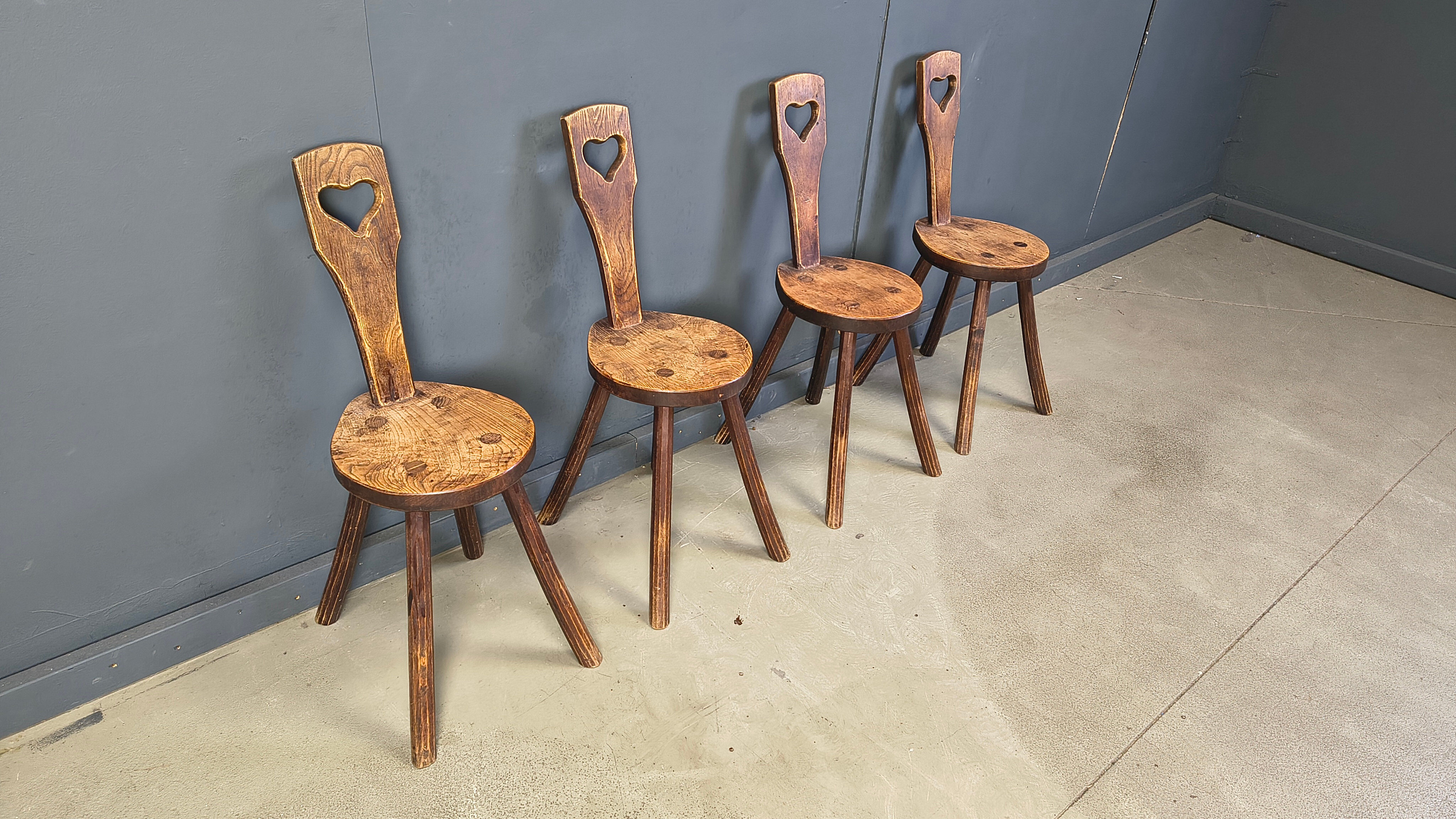 Vintage brutalist heart shaped chairs, 1960s