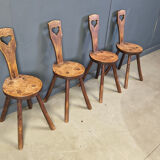 Vintage brutalist heart shaped chairs, 1960s