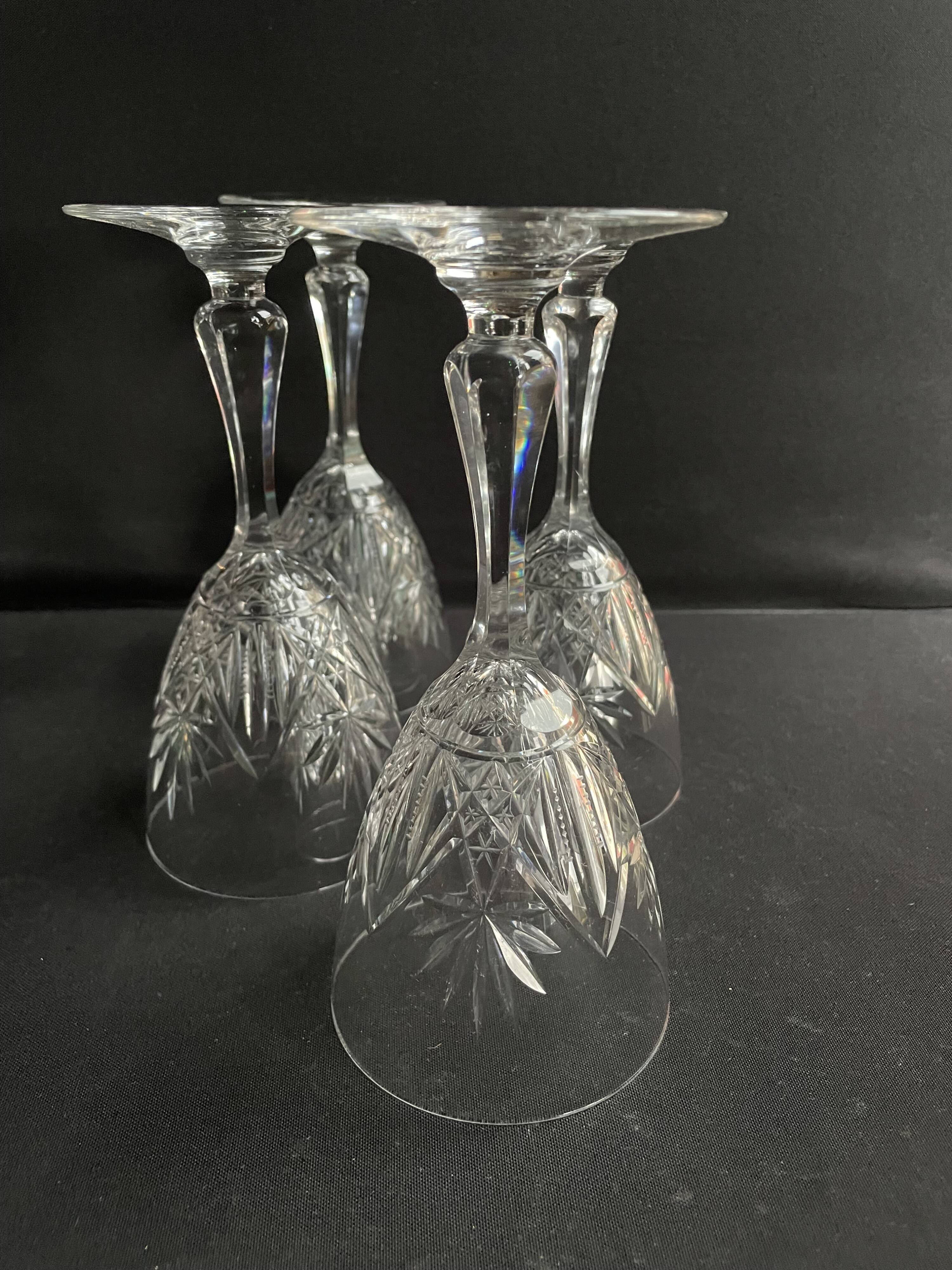 4 Large cut crystal glasses