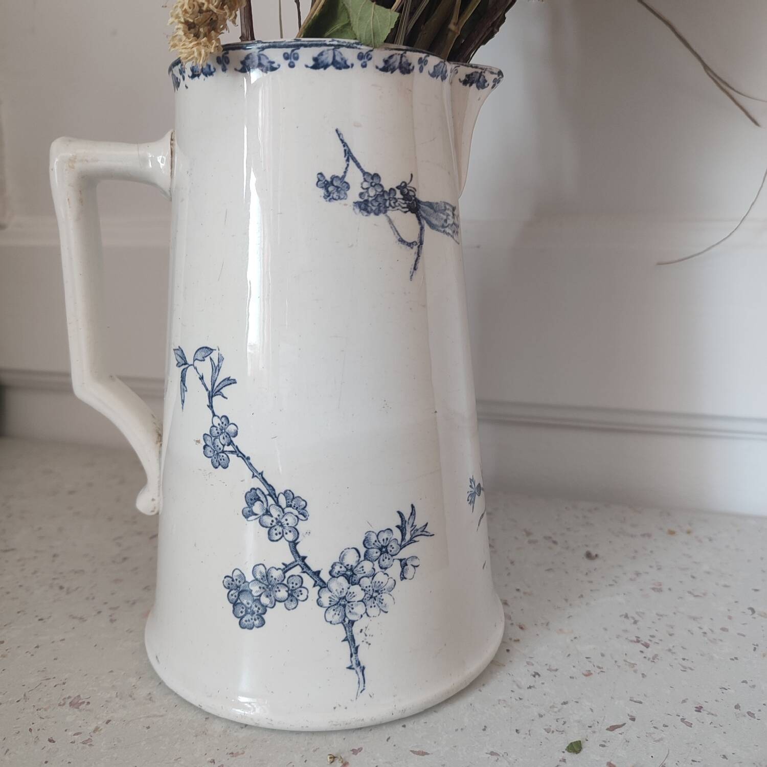 Old milk jug Digoin Sarreguemine model Carmen iron earth