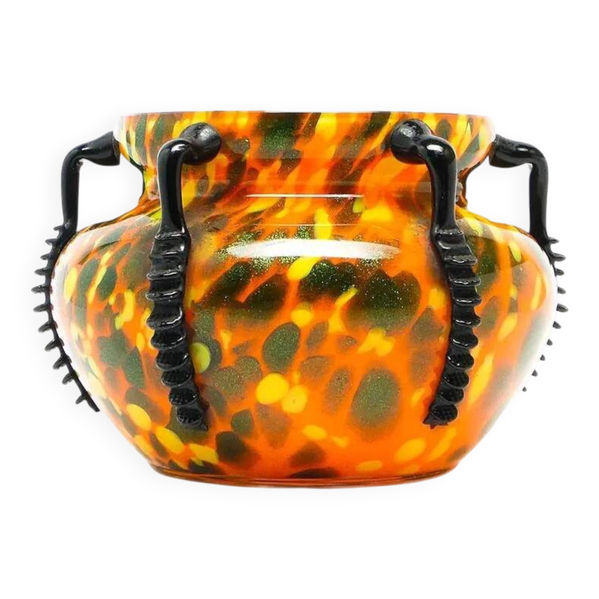 Art Deco vase, spatter glass, Welz Glassworks, Czechoslovakia, 1930s