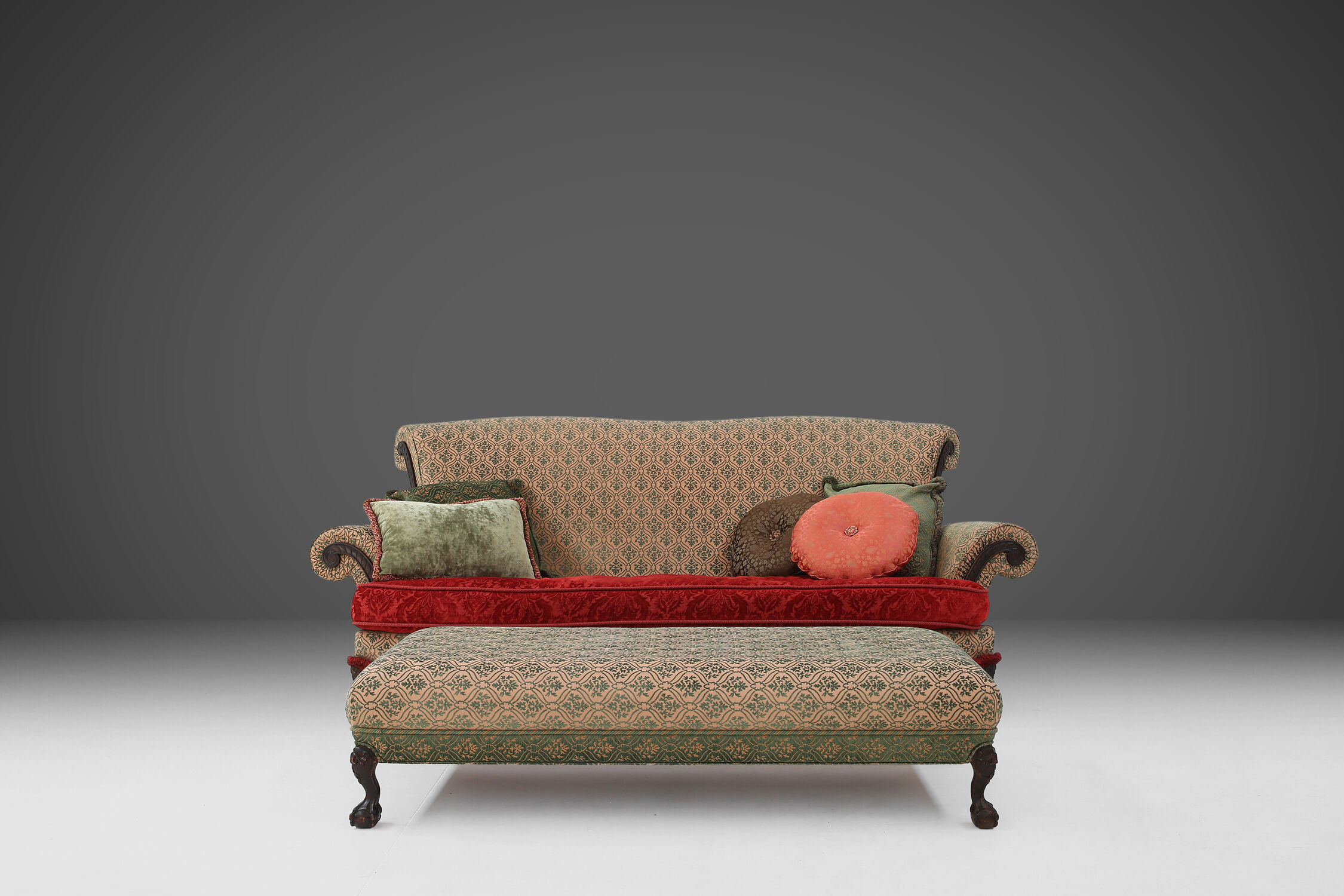 Extra large Victorian sofa and ottoman 1890