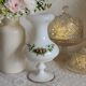 White opaline vase decorated with roses