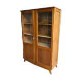 Glass bookcase with compass feet - vintage 1960