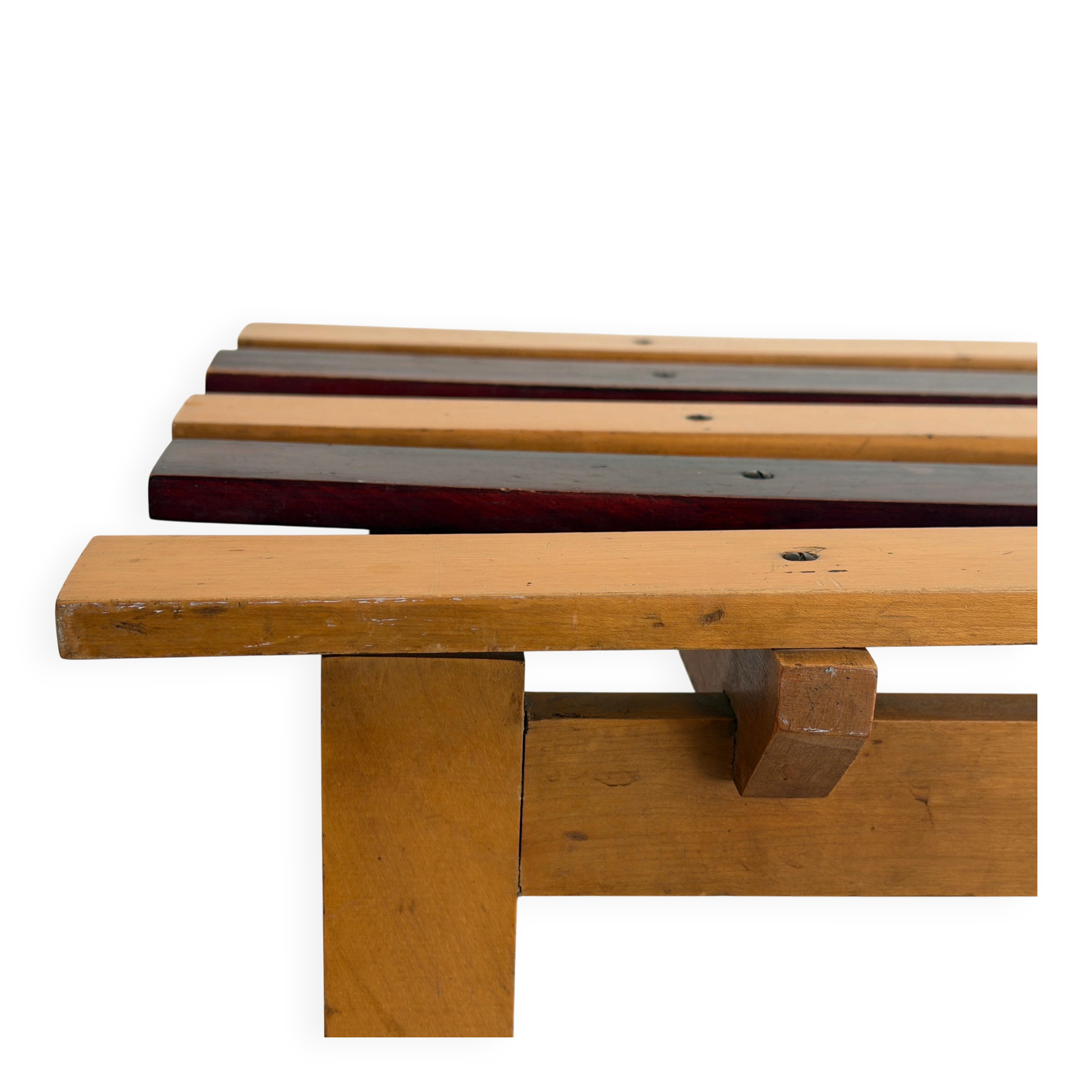 Mid-century Italian solid wood two-tone bench, 1950s, Italy
