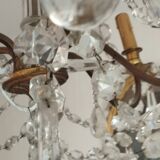 Lustre 6 feux à pampilles Louis XVI en cristal,  XVIIIème