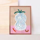 Pop-up Christmas 22 - Wall poster vase blue lines 50cm*70cm