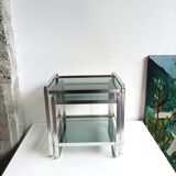 70s chrome metal and smoked glass nesting tables