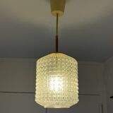 Vintage pendant light in chiseled glass from the 70s