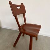 Set of 4 Imperial Loyalist brutalist wooden chairs, vintage 60s design