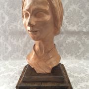 Bust in raw earth of atelier bust face of woman signed j.c.g.