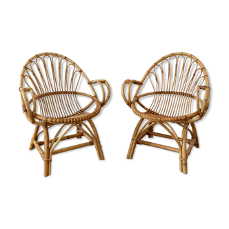 Pair of vintage rattan armchairs