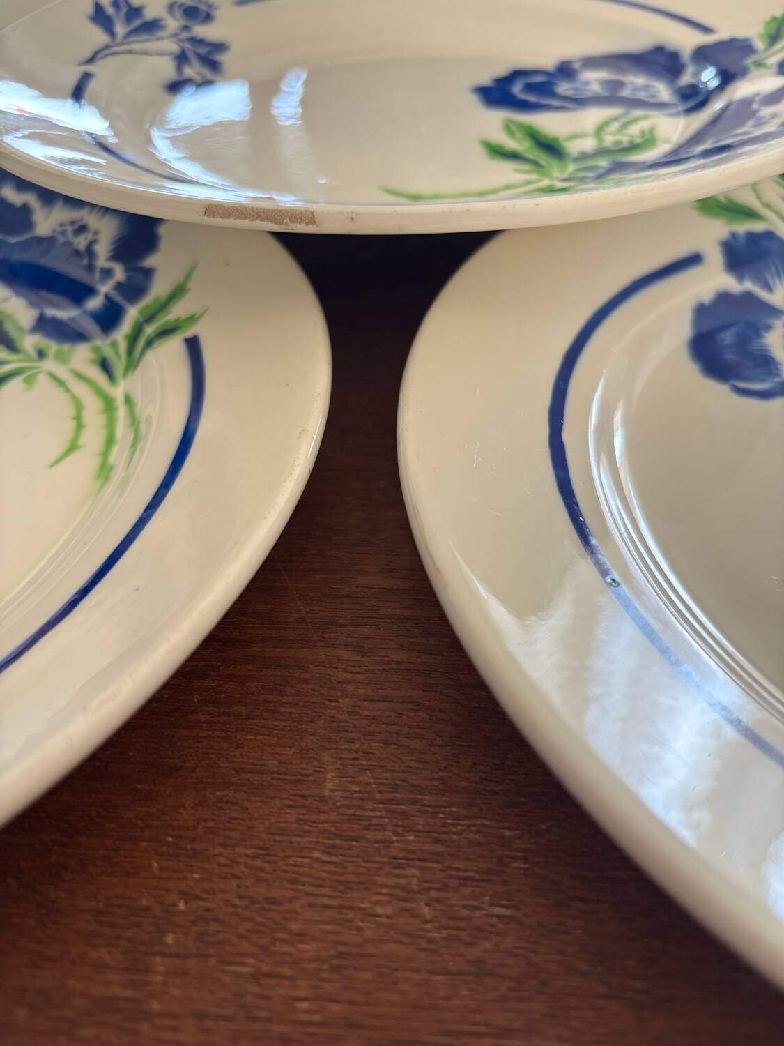 Set of 8 Badonviller France Earthenware Flat Plates, Boran Vintage Model