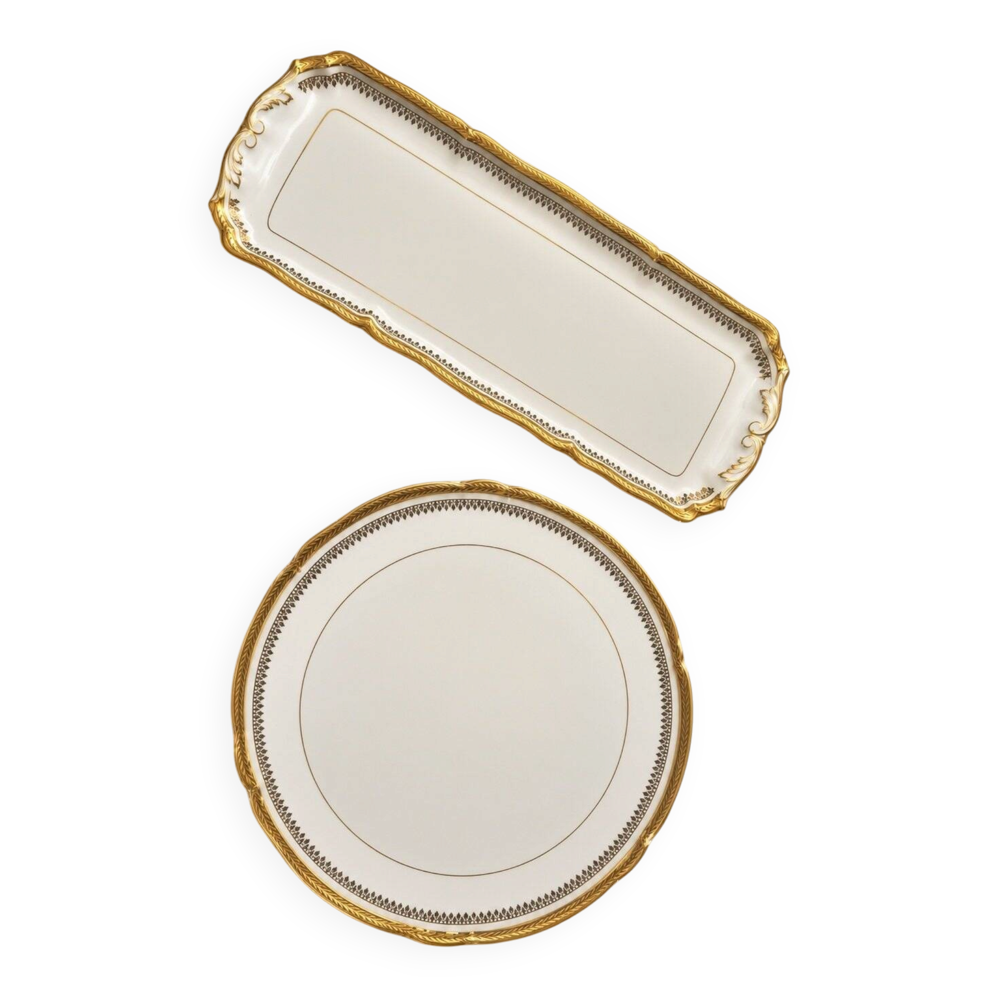 Limoges Porcelain Service Gold Style Louis XVI – Tart & Cake Plate