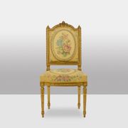 Pair of gilded wooden chairs with upholstery. Louis XVI period.